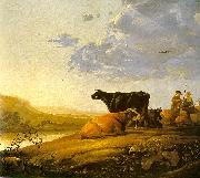 Aelbert Cuyp Young Herdsman with Cows by a River oil painting